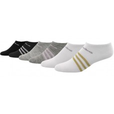 adidas Girls' Superlite No Show Socks Gold/Aero Pink/Silver - 6 Pack