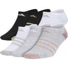 adidas Girls' Superlite No Show Socks Grey Heather/White/Black - 6 Pack