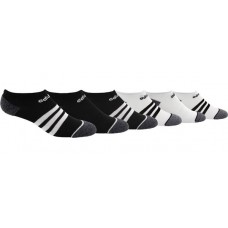 adidas Youth 3-Stripe No Show Socks Black/White/Onix Marl - 6 Pack