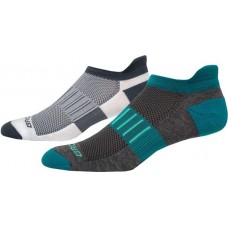 Brooks Ghost Midweight No Show Socks Asphalt/White - 2 Pack