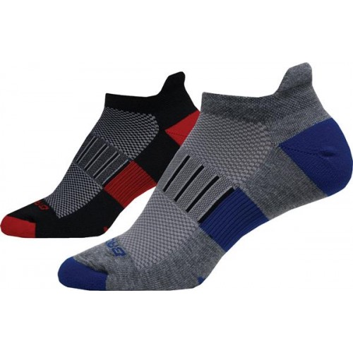 Brooks Ghost Midweight No Show Socks Heather Grey/Black/Red - 2 Pack Brooks Ghost Midweight No Show Socks Heather Grey/Black/Red - 2 Pack