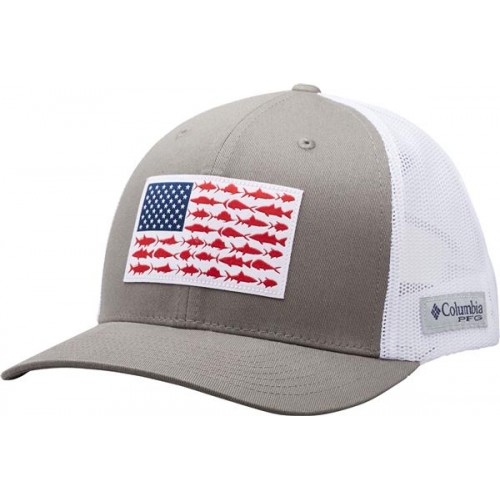 Columbia Men's PFG Mesh Snapback Fish Flag Titanium/White Hat Columbia Men's PFG Mesh Snapback Fish Flag Titanium/White Hat
