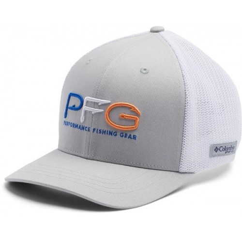 Columbia Youth PFG Mesh Cool Grey/Vivid Blue Hat Columbia Youth PFG Mesh Cool Grey/Vivid Blue Hat
