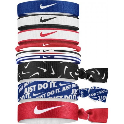 Nike 9Pk Mixed Game Royal/Black/Red Hairbands Nike 9Pk Mixed Game Royal/Black/Red Hairbands