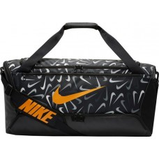 Nike Brasilia 9.5 Printed Medium Training Duffel Black/Black/Kumquat Bag