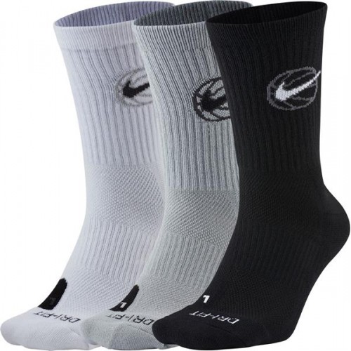 Nike Everyday Crew Basketball Socks White/Grey/Black - 3 Pack Nike Everyday Crew Basketball Socks White/Grey/Black - 3 Pack