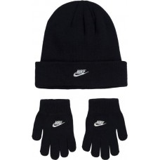 Nike Girls' Futura Beanie and Gloves Black Set Nike Girls' Futura Beanie and Gloves Black Set