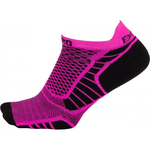 Thorlos Experia Prolite No Show Tab Pink Glo/Black Socks Thorlos Experia Prolite No Show Tab Pink Glo/Black Socks