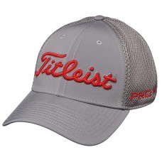Titleist Men's Tour Sports Mesh Golf Grey/Red Hat