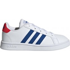 adidas Kids' Grade School Grand Court Canvas White/Blue/Red Shoes