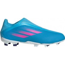 adidas Kids' X Speedflow.3 Laceless FG Soccer Blue/Pink Cleats