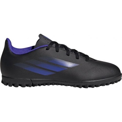 adidas Kids' X Speedflow.4 Turf Soccer Black/Blue Cleats adidas Kids' X Speedflow.4 Turf Soccer Black/Blue Cleats