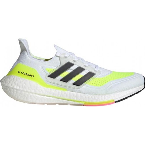 adidas Men's Ultraboost 21 Running White/Yellow Shoes adidas Men's Ultraboost 21 Running White/Yellow Shoes