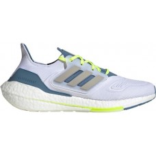 adidas Men's Ultraboost 22 Running White/Grey/Green Shoes