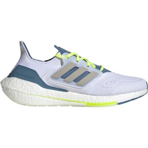 adidas Men's Ultraboost 22 Running White/Grey/Green Shoes adidas Men's Ultraboost 22 Running White/Grey/Green Shoes