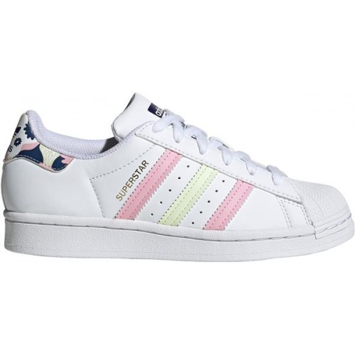 adidas Originals Kids' Grade School Superstar White/Green/Pink Shoes adidas Originals Kids' Grade School Superstar White/Green/Pink Shoes