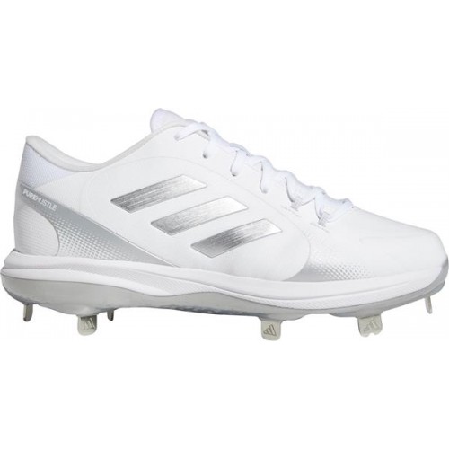 adidas Women's Purehustle 2 Metal Fastpitch Softball White/Silver Cleats adidas Women's Purehustle 2 Metal Fastpitch Softball White/Silver Cleats