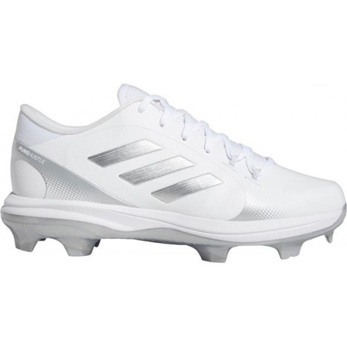 adidas Women's Purehustle 2 TPU Softball White/Silver Cleats adidas Women's Purehustle 2 TPU Softball White/Silver Cleats