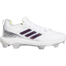 adidas Women's PureHustle TPU Softball White/Silver Cleats adidas Women's PureHustle TPU Softball White/Silver Cleats