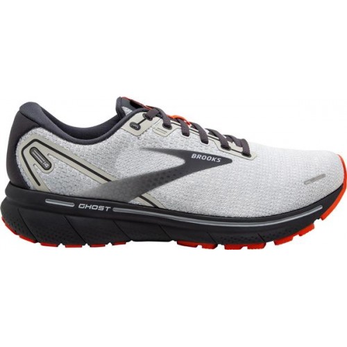 Brooks Men's Ghost 14 Running Grey/Grey/Red Shoes Brooks Men's Ghost 14 Running Grey/Grey/Red Shoes