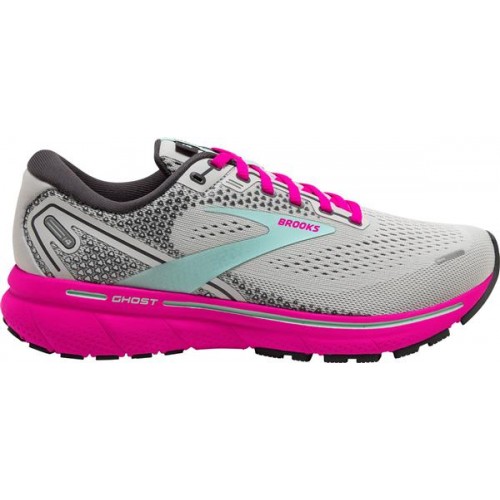 Brooks Women's Ghost 14 Running Grey/Green Shoes Brooks Women's Ghost 14 Running Grey/Green Shoes