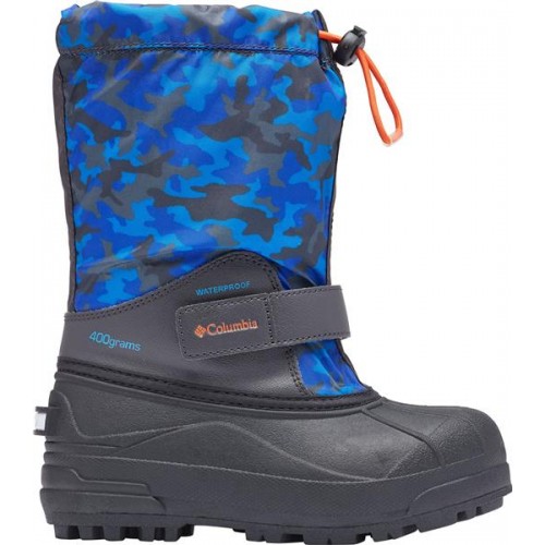 Columbia Big Kids' Powderbug Forty Print Winter Shark/Orange Boots Columbia Big Kids' Powderbug Forty Print Winter Shark/Orange Boots