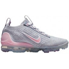 Nike Kids' Grade School Air VaporMax 2021 Flyknit Grey/Pink Shoes