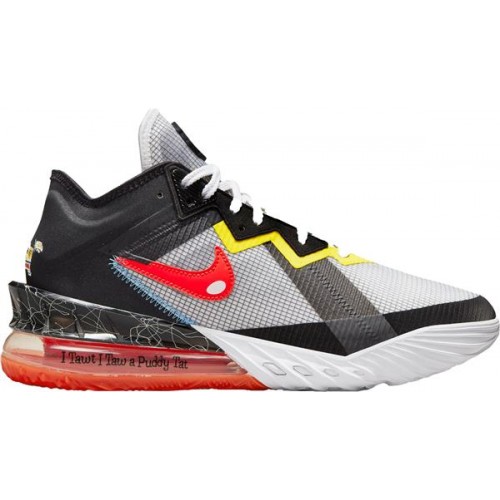 Nike LeBron 18 Low Basketball White/Bright Crimson/Blk Shoes Nike LeBron 18 Low Basketball White/Bright Crimson/Blk Shoes