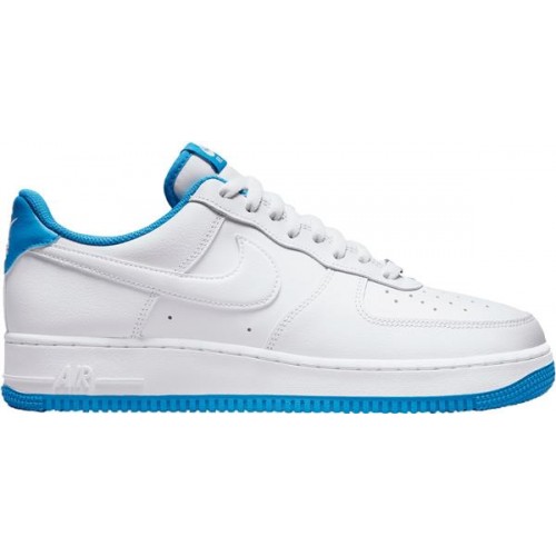 Nike Men's Air Force 1 '07 White/Blue/White Shoes Nike Men's Air Force 1 '07 White/Blue/White Shoes