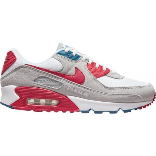 Nike Men's Air Max 90 Grey/Red/White Shoes Nike Men's Air Max 90 Grey/Red/White Shoes