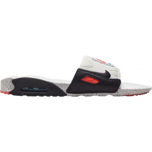 Nike Men's Air Max 90 White/Black/Orange Slides Nike Men's Air Max 90 White/Black/Orange Slides
