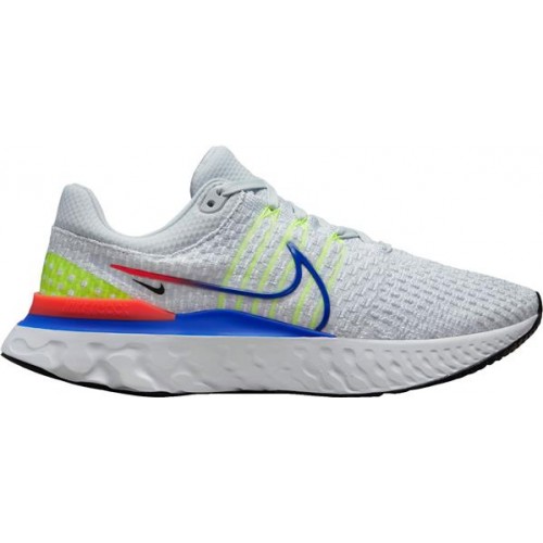 Nike Men's React Infinity Run Flyknit 3 Running White/Platinum/Blue/Red Shoes Nike Men's React Infinity Run Flyknit 3 Running White/Platinum/Blue/Red Shoes
