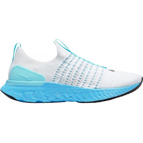 Nike Men's React Phantom Run Flyknit 2 Running White/Blue Shoes Nike Men's React Phantom Run Flyknit 2 Running White/Blue Shoes