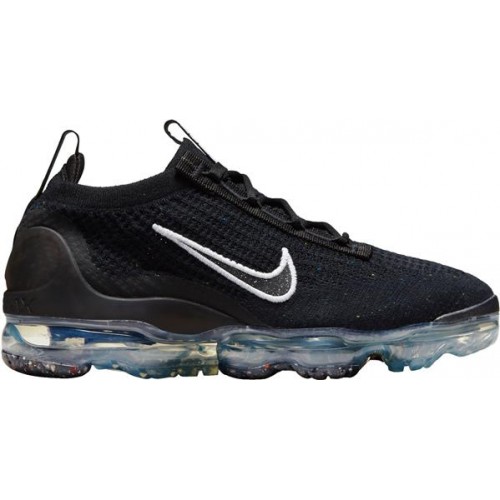 Nike Women's Air VaporMax 2021 FlyKnit Black/White/Metallic Sil Shoes Nike Women's Air VaporMax 2021 FlyKnit Black/White/Metallic Sil Shoes