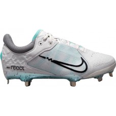 Nike Women's Hyperdiamond 4 Elite Metal Fastpitch Softball Grey/Turquoise Cleats