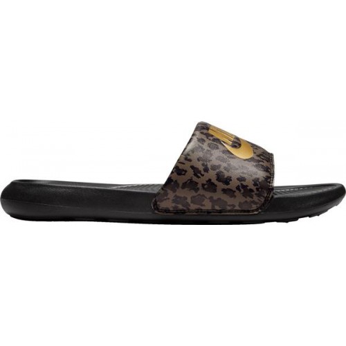 Nike Women's Victori One Print Brown/Gold Slides Nike Women's Victori One Print Brown/Gold Slides