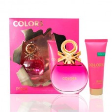 Benetton Colors Pink 2 Pcs Set: 2.7 Eau de Toilette Spray + 2.5 Body Lotion