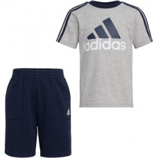 adidas Boys' 2 Piece French Terry Shorts Medium Grey Heather Set
