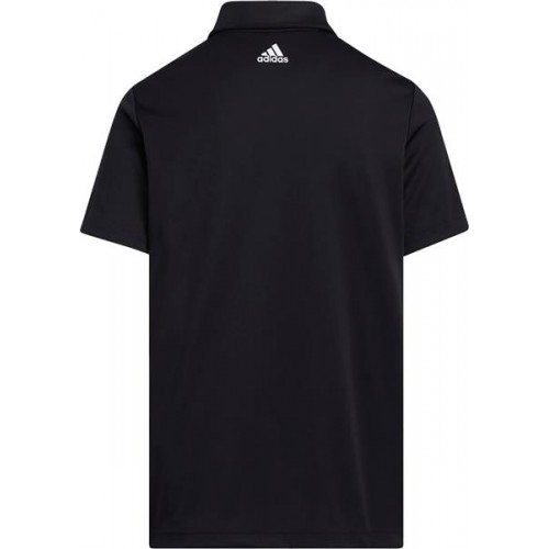 adidas Boys' 3-Stripes Golf Black Polo adidas Boys' 3-Stripes Golf Black Polo