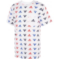adidas Boys' Brand Love Printed Vivid Red T-Shirt