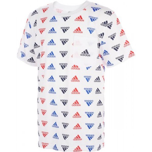 adidas Boys' Brand Love Printed Vivid Red T-Shirt adidas Boys' Brand Love Printed Vivid Red T-Shirt