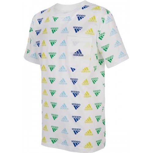 adidas Boys' Brand Love Printed White Multi T-Shirt adidas Boys' Brand Love Printed White Multi T-Shirt