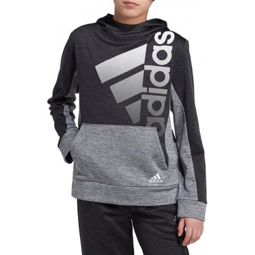 adidas Boys' Colorblock Pullover Black Heather Hoodie adidas Boys' Colorblock Pullover Black Heather Hoodie