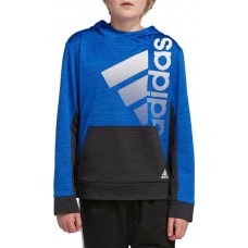 adidas Boys' Colorblock Pullover Black Htr/Blue Hoodie