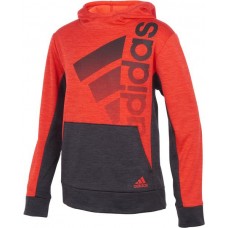 adidas Boys' Colorblock Pullover Vivid Red Heather Hoodie