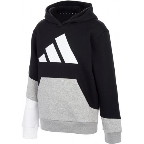 adidas Boys' Elevated Colorblock Black/White Hoodie