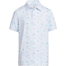 adidas Boys' Flag Print Golf Blue Rush Polo