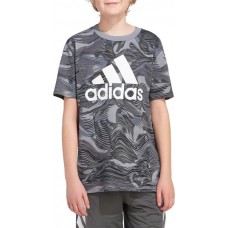 adidas Boys' Short Sleeve Warped Camo Allover Print Black T-Shirt