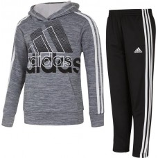 adidas Boys' Statement Heathered Hoodie Charcoal Grey Heather Set