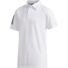 adidas Boys' Three-Stripe Golf White Polo adidas Boys' Three-Stripe Golf White Polo